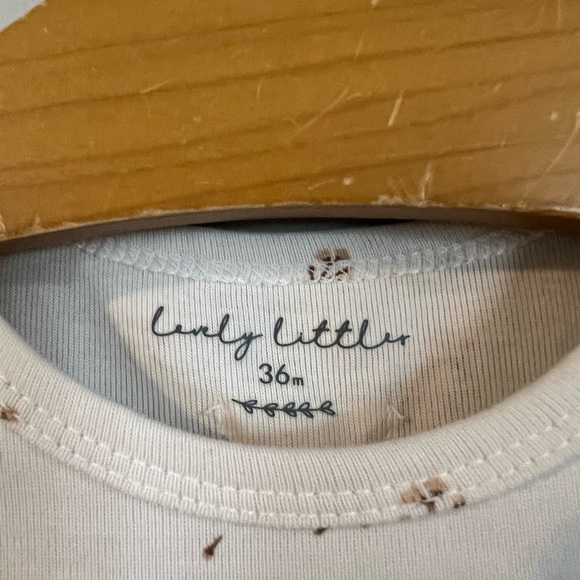 Lovely Little Short Sleeve Dress Tan Blossom Floral 36 Months 3T Cotton - Picture 4 of 5